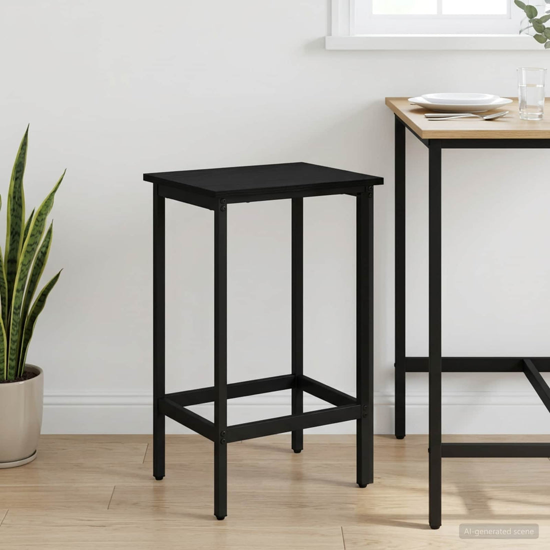 vidaXL Taburete de bar Roble Negro 40 x 32 x 64 cm