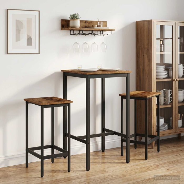 vidaXL Taburete de bar 2 uds. Madera envejecida 40 x 32 x 64 cm