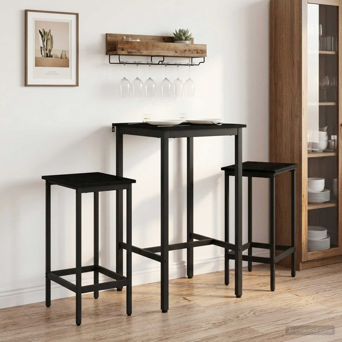vidaXL Mesa de Bar 52 x 52 x 110 cm Madera de ingeniería Roble Negro