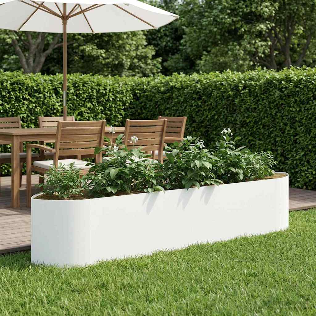 vidaXL Cama de Jardín Elevada Blanco 220 x 40 x 40 cm Acero