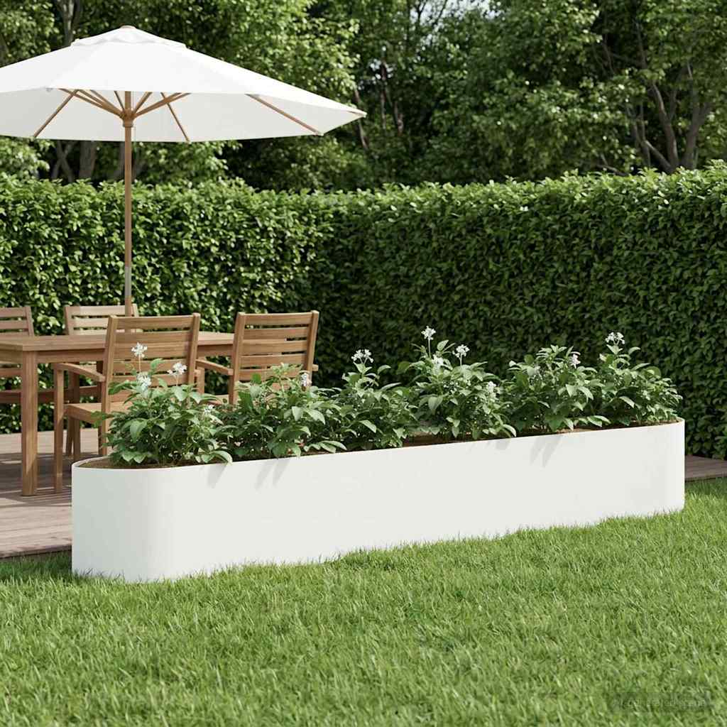 vidaXL Cama de Jardín Elevada Blanco 300 x 40 x 40 cm Acero