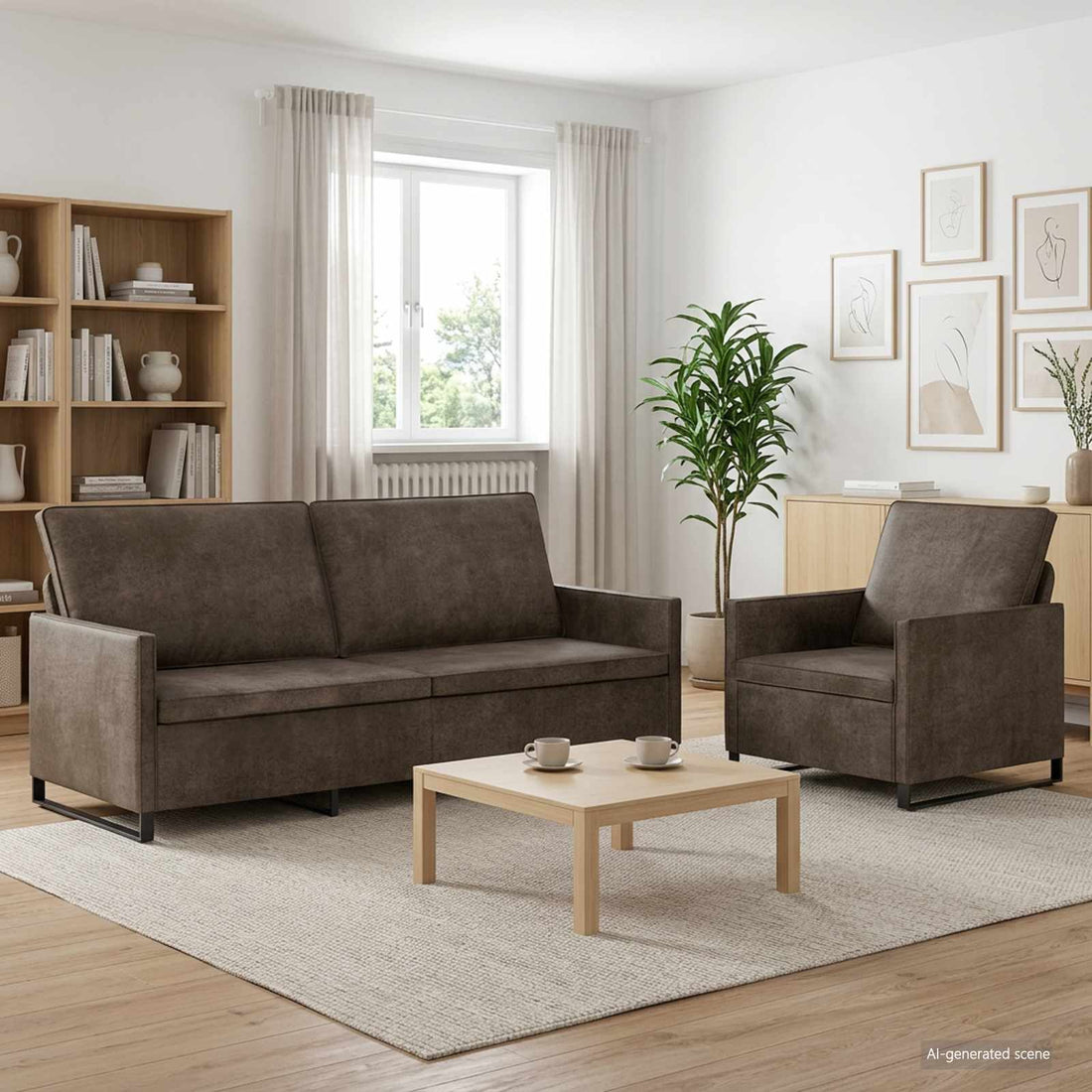 vidaXL Juego de Sofá 2 uds. Gris oscuro Tela de ante sintético