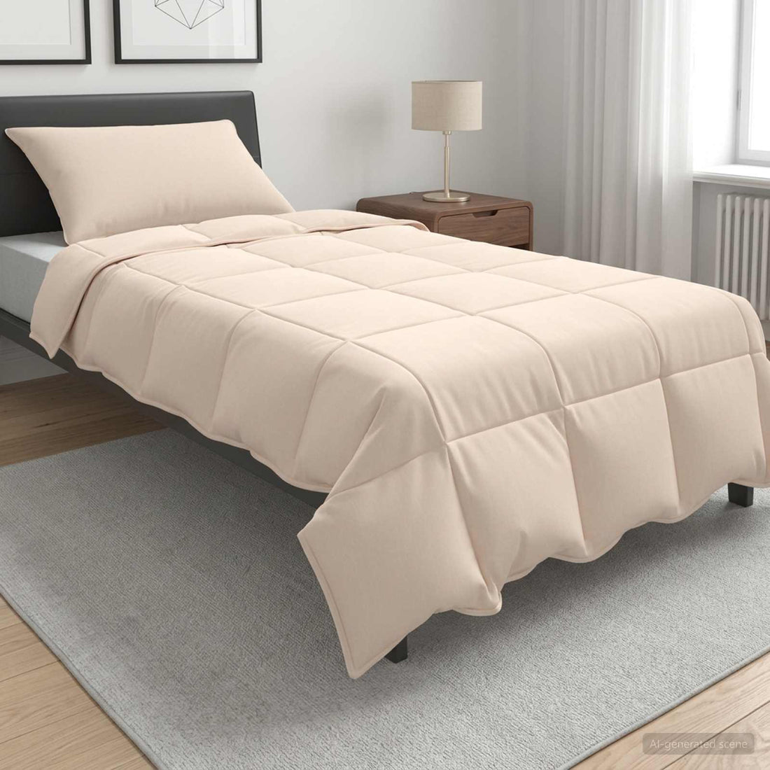 vidaXL Juego de Edredón 2 uds. 155 x 200 cm Todas las estaciones Beige