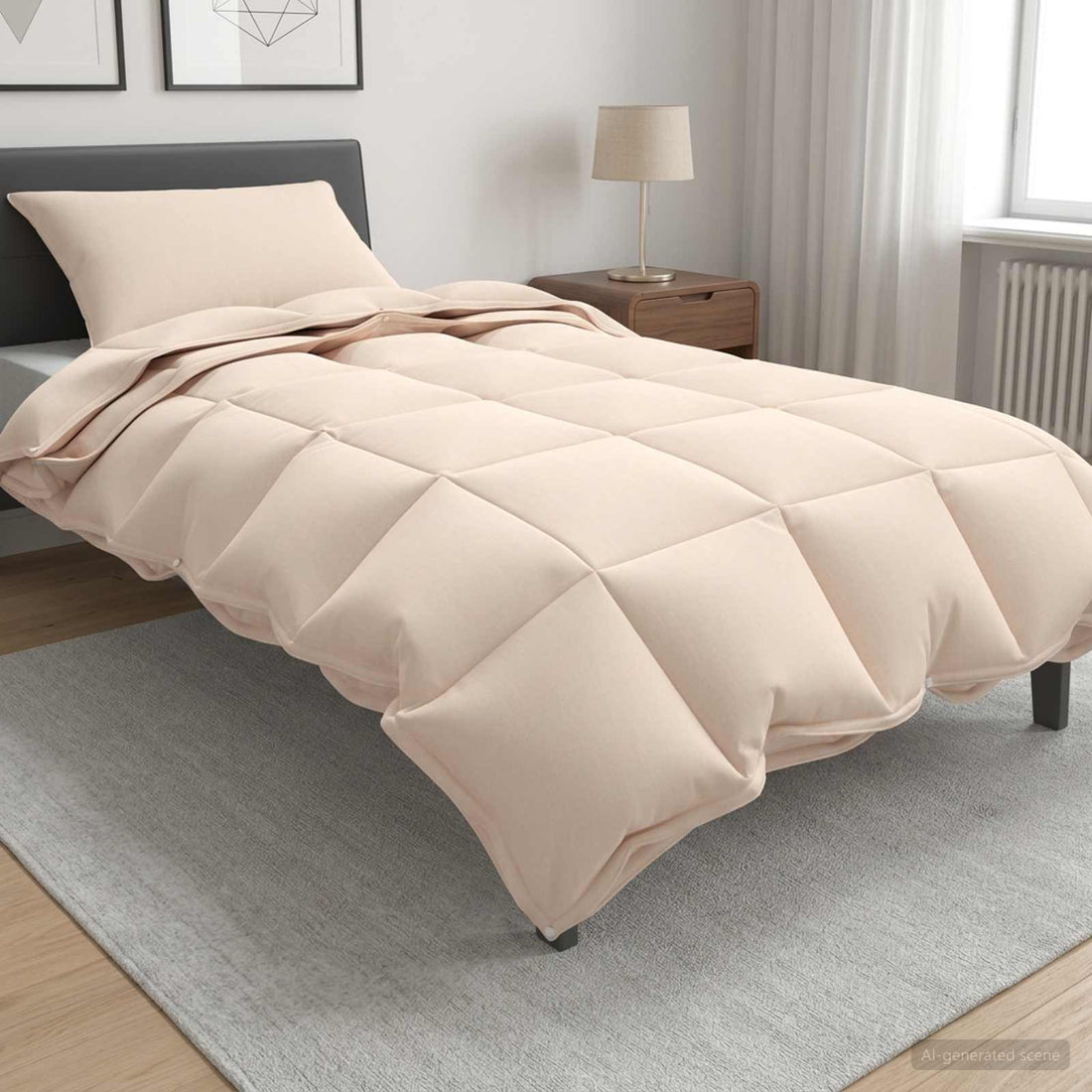 vidaXL Juego de Edredón Beige 140 x 200 cm Algodón, Kapok, Poliéster