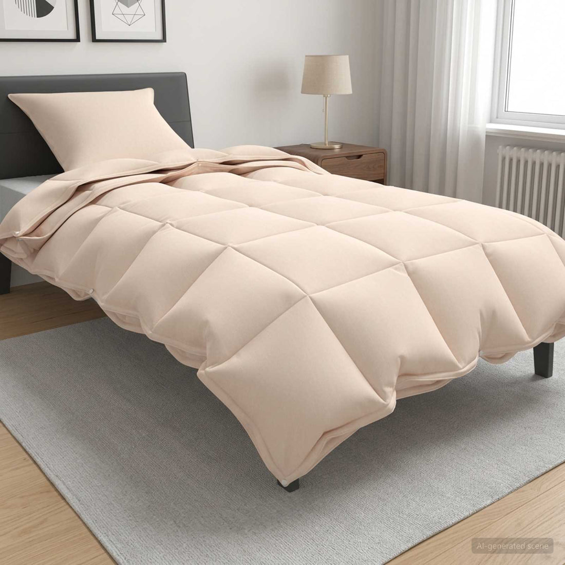 vidaXL Juego de Edredón Beige 140 x 200 cm Algodón, Kapok, Poliéster