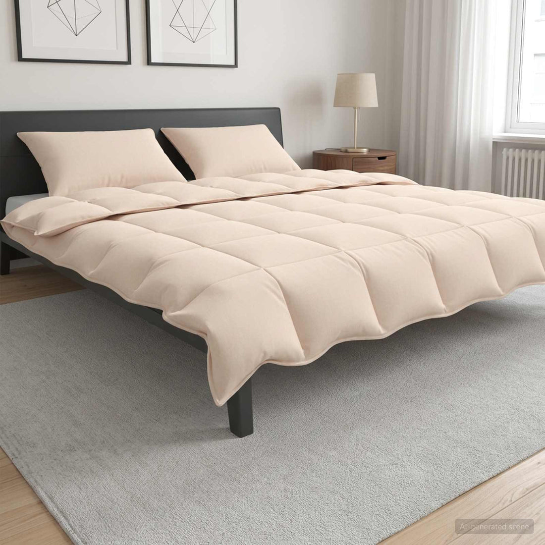 vidaXL Juego de Edredón 2 uds. 200 x 220 cm Todas las estaciones Beige