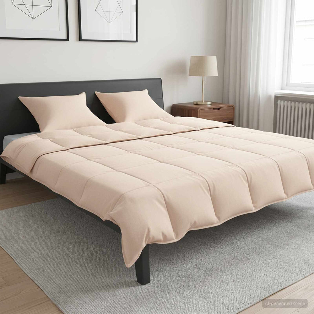 vidaXL Juego de Edredón 2 uds. 200 x 200 cm Todas las estaciones Beige