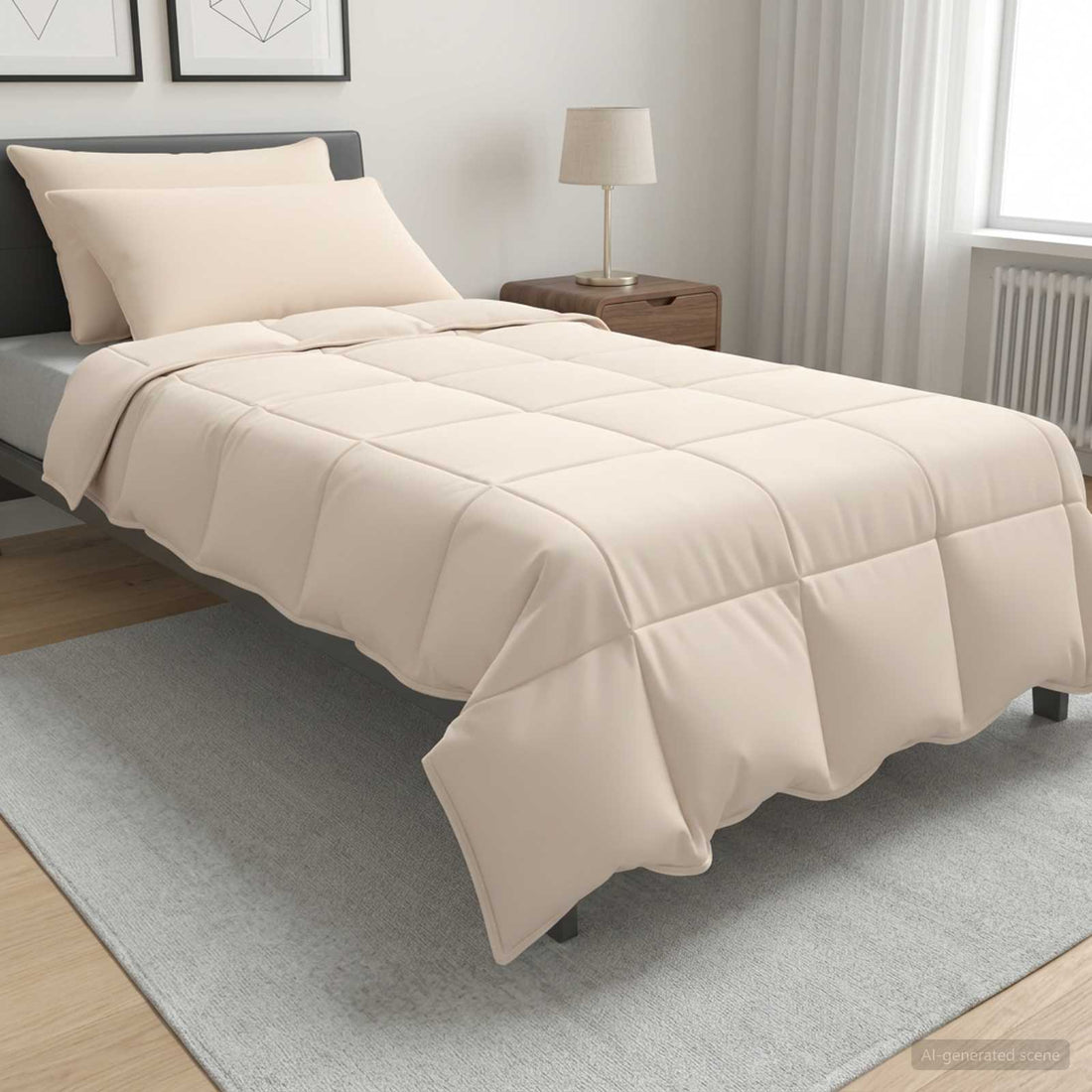 vidaXL Juego de Edredón 2 uds. 155 x 220 cm Todas las estaciones Beige