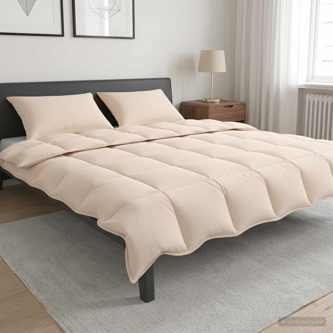 vidaXL Juego de Edredón 2 uds. 240 x 220 cm Todas las estaciones Beige