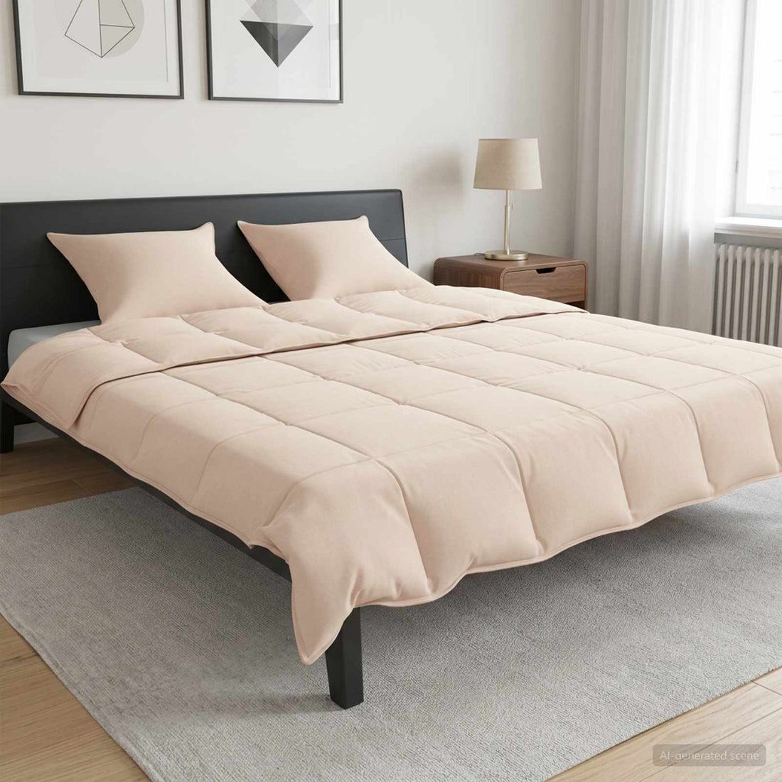 vidaXL Juego de Edredón 2 uds. 200 x 220 cm Todas las estaciones Beige
