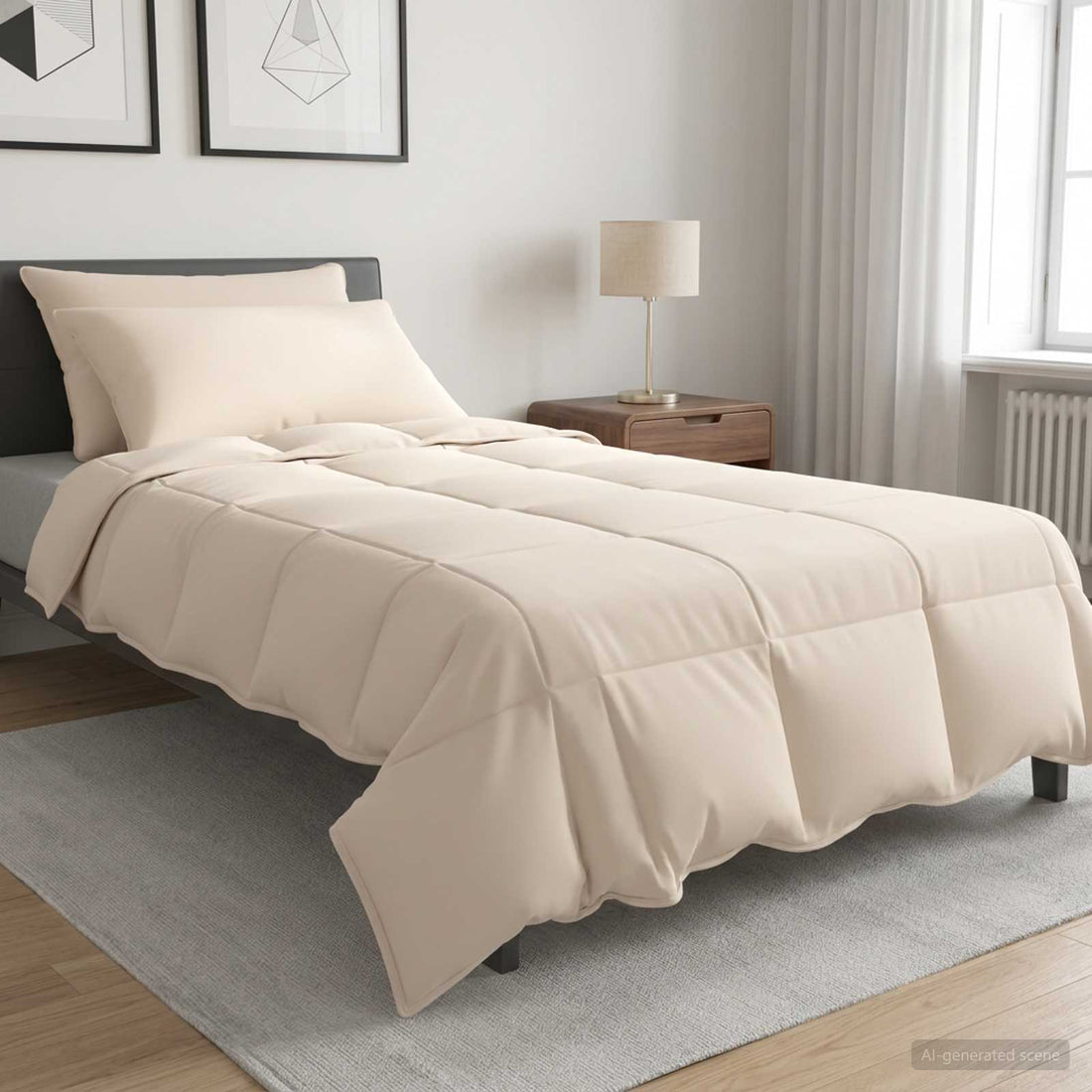 vidaXL Juego de Edredón 2 uds. 155 x 220 cm Todas las estaciones Beige