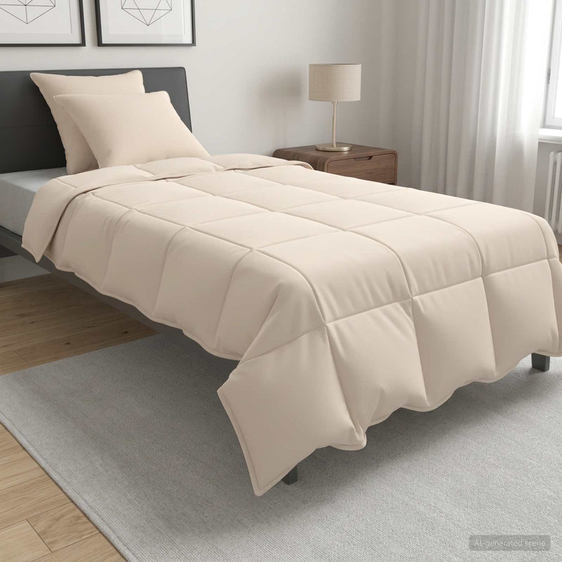 vidaXL Juego de Edredón 2 uds. 135 x 220 cm Todas las estaciones Beige
