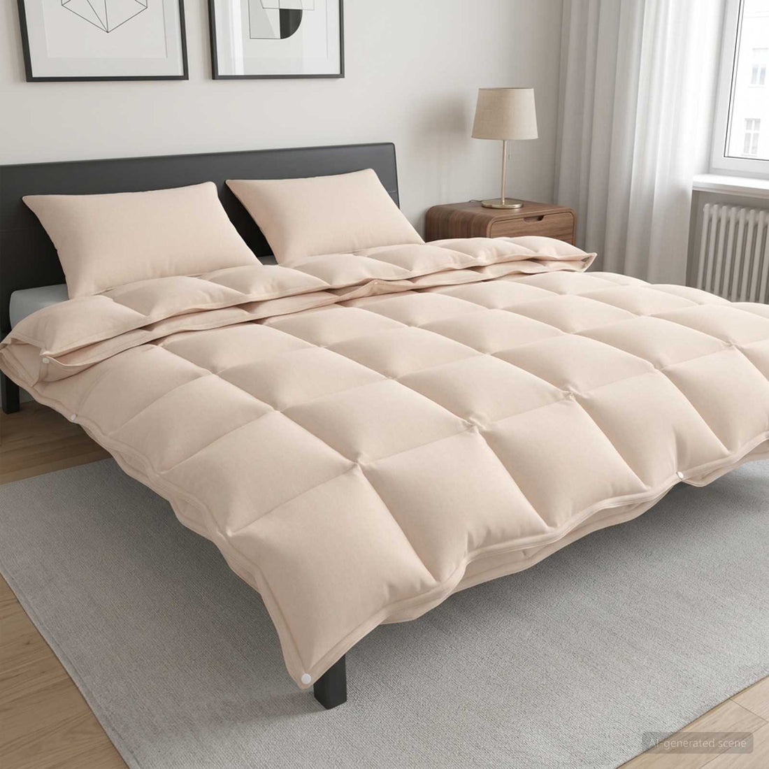 vidaXL Juego de Edredón 2 uds. 200 x 200 cm Kapok y poliéster Beige