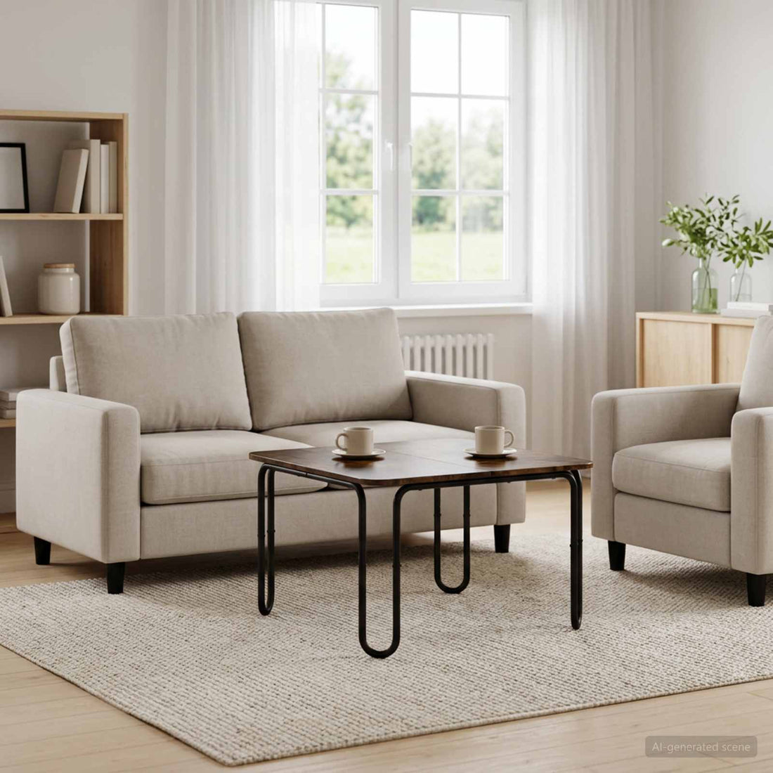vidaXL Mesa de centro Roble Ahumado 59 x 59 x 45 cm