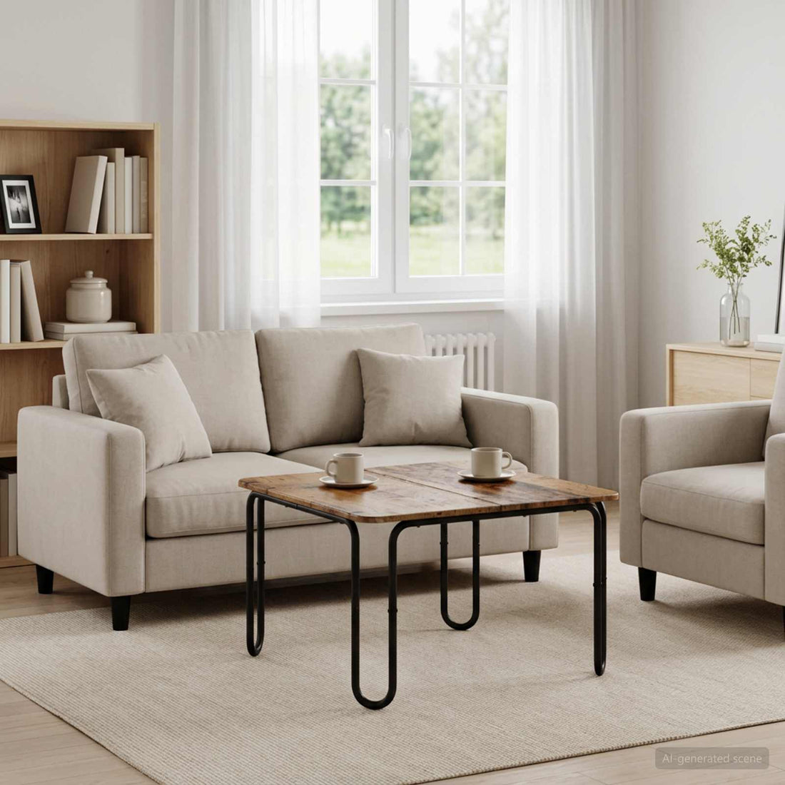 vidaXL Mesa de centro Madera envejecida 100 x 100 x 45 cm