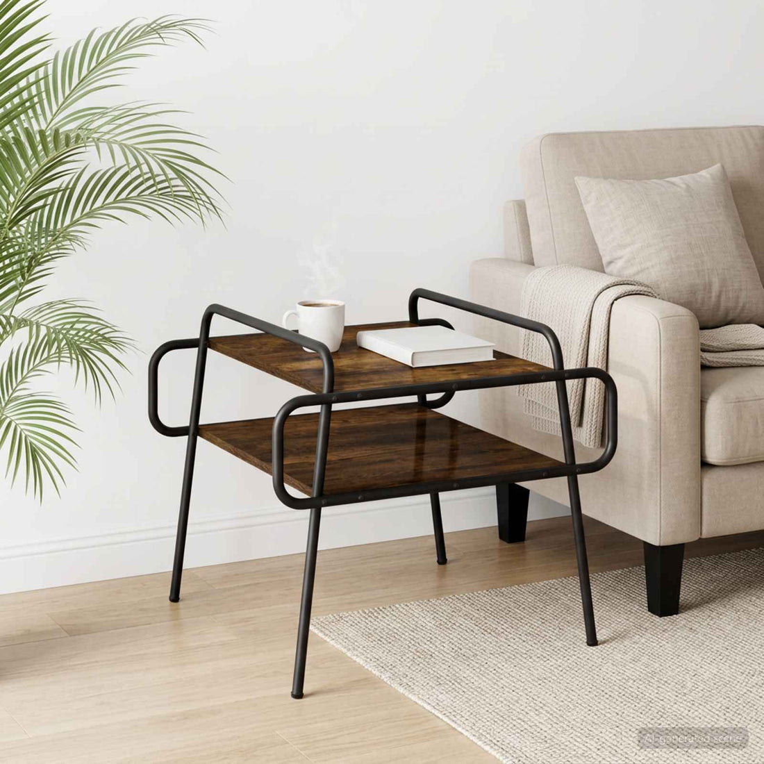 vidaXL Mesa de centro Roble Ahumado 50 x 50 x 51 cm