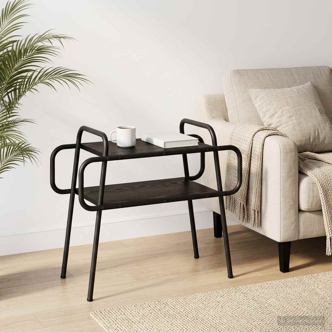 vidaXL Mesa de centro Roble Negro 60 x 30 x 51 cm Madera de ingeniería