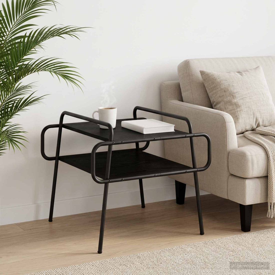 vidaXL Mesa de centro Roble Negro 60 x 60 x 51 cm Madera de ingeniería