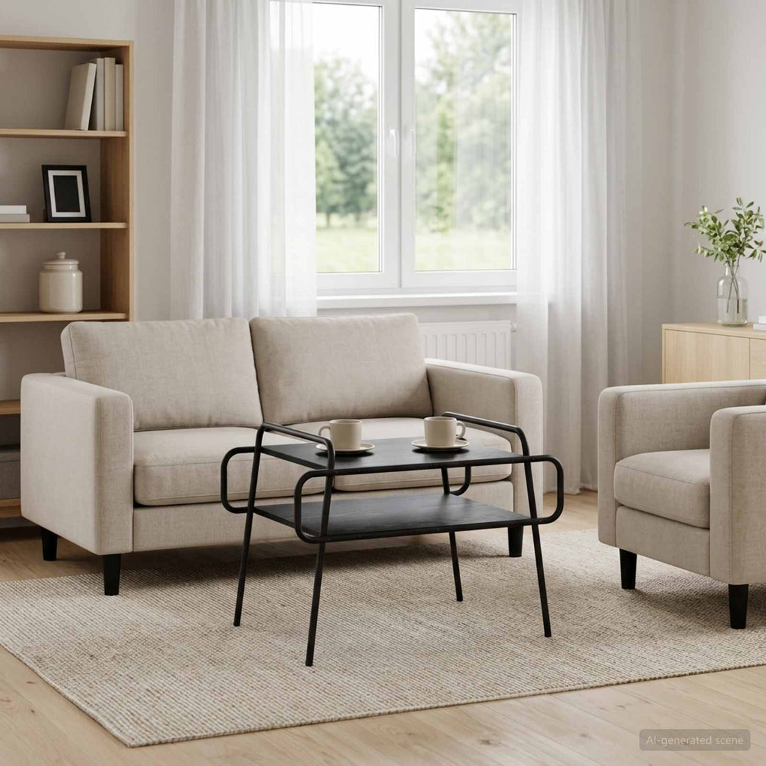 vidaXL Mesa de centro Roble Negro 70 x 50 x 51 cm Madera de ingeniería