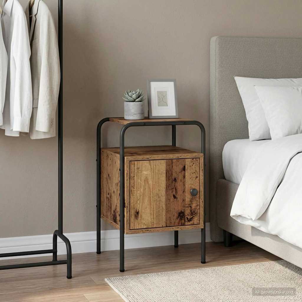 vidaXL Mesa de noche Madera envejecida 35 x 36,5 x 56 cm