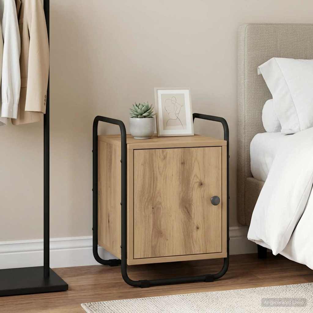 vidaXL Mesa de noche Roble artisan Madera de ingeniería