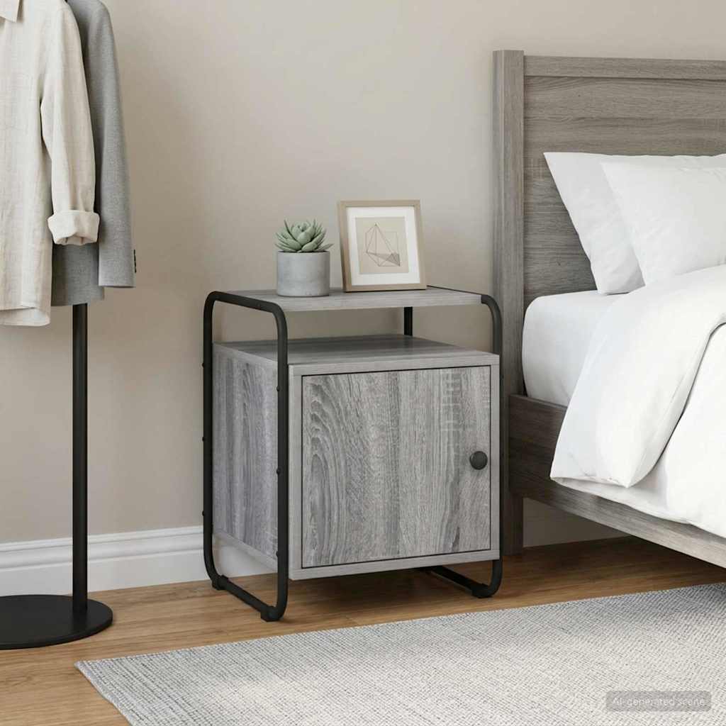 vidaXL Mesa de noche Sonoma gris Madera de ingeniería