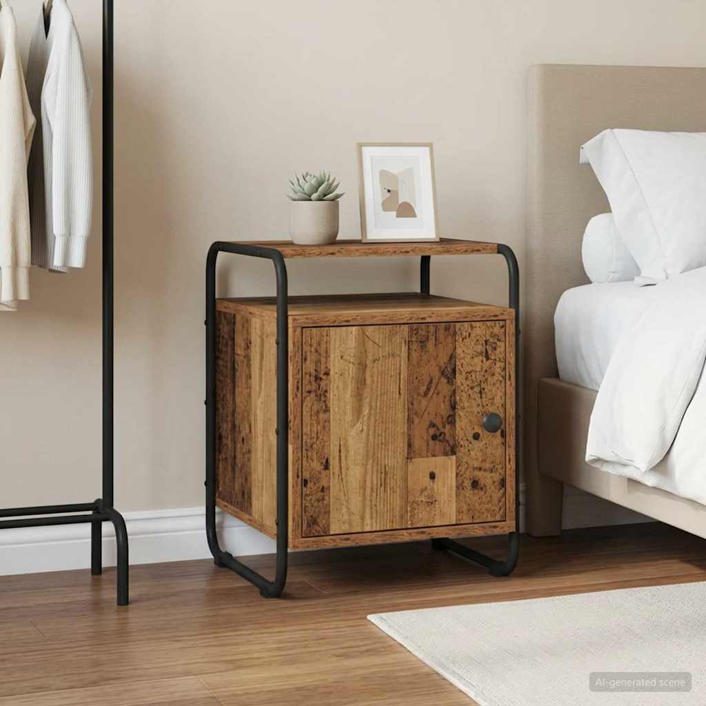 vidaXL Mesa de noche Madera envejecida Madera de ingeniería