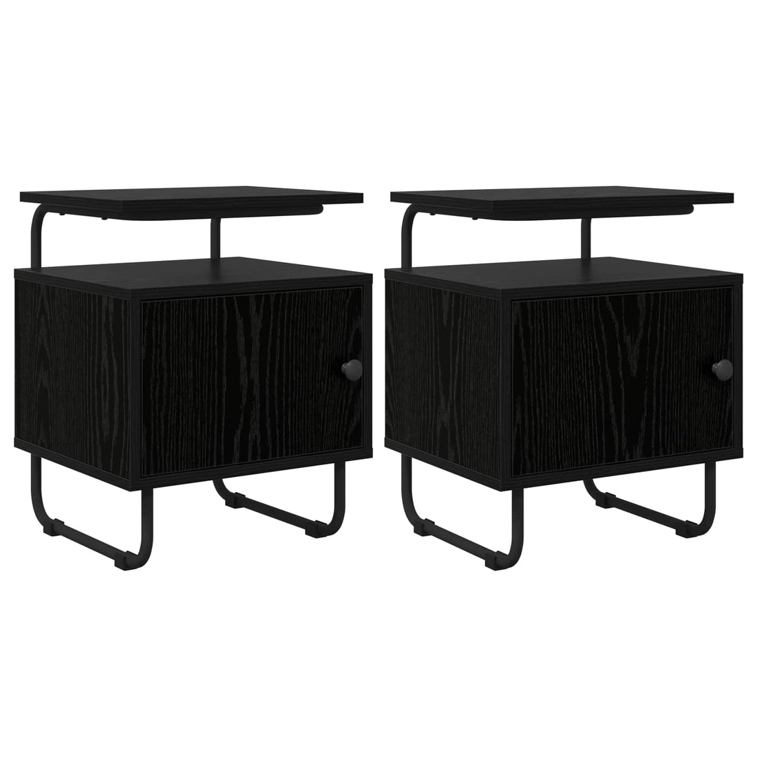 vidaXL Mesa de noche 2 uds. Roble Negro Madera de ingeniería