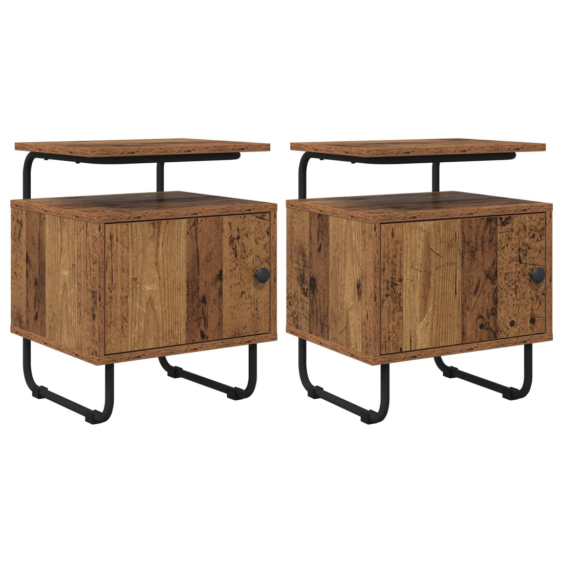 vidaXL Mesa de noche 2 uds. Madera envejecida Madera de ingeniería