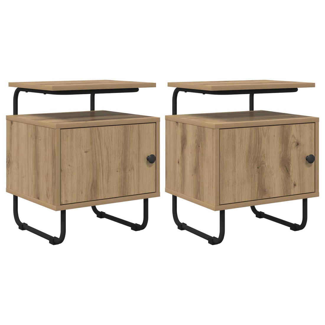 vidaXL Mesa de noche 2 uds. Roble artisan Madera de ingeniería
