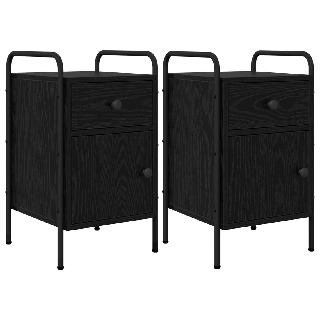 vidaXL Mesa de noche 2 uds. Roble Negro 35 x 36,5 x 61 cm