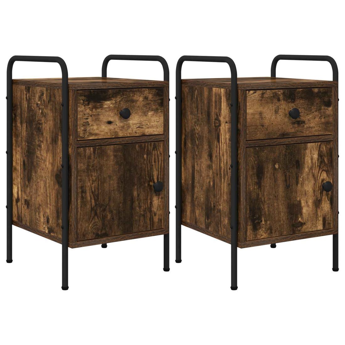 vidaXL Mesa de noche 2 uds. Roble Ahumado 35 x 36,5 x 61 cm