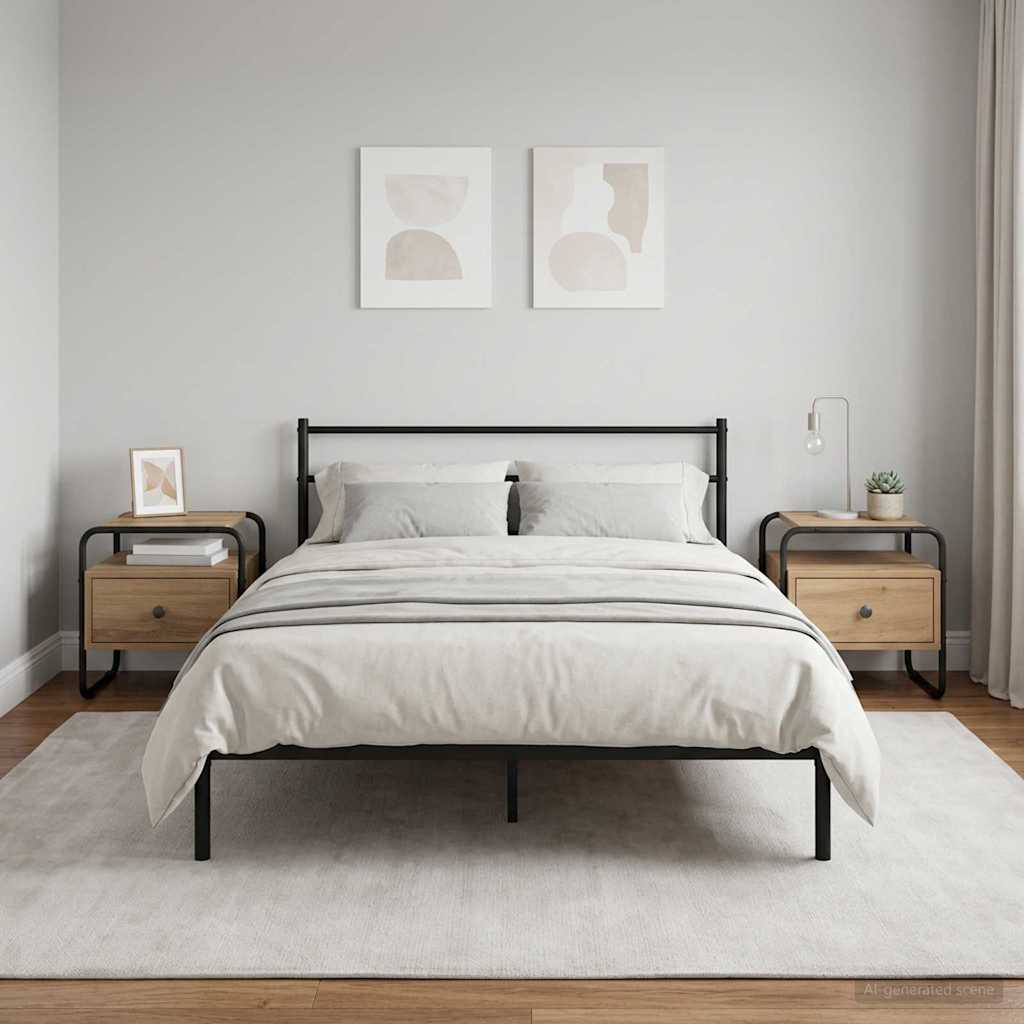 vidaXL Mesa de noche 2 uds. Roble artisan Madera de ingeniería