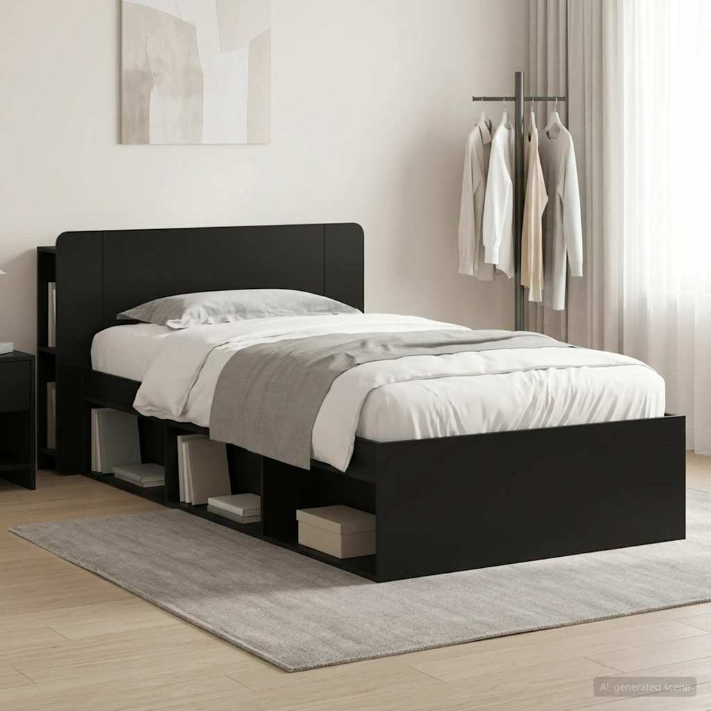 vidaXL Estructura de cama con almacenamiento Negro 75 x 190 cm