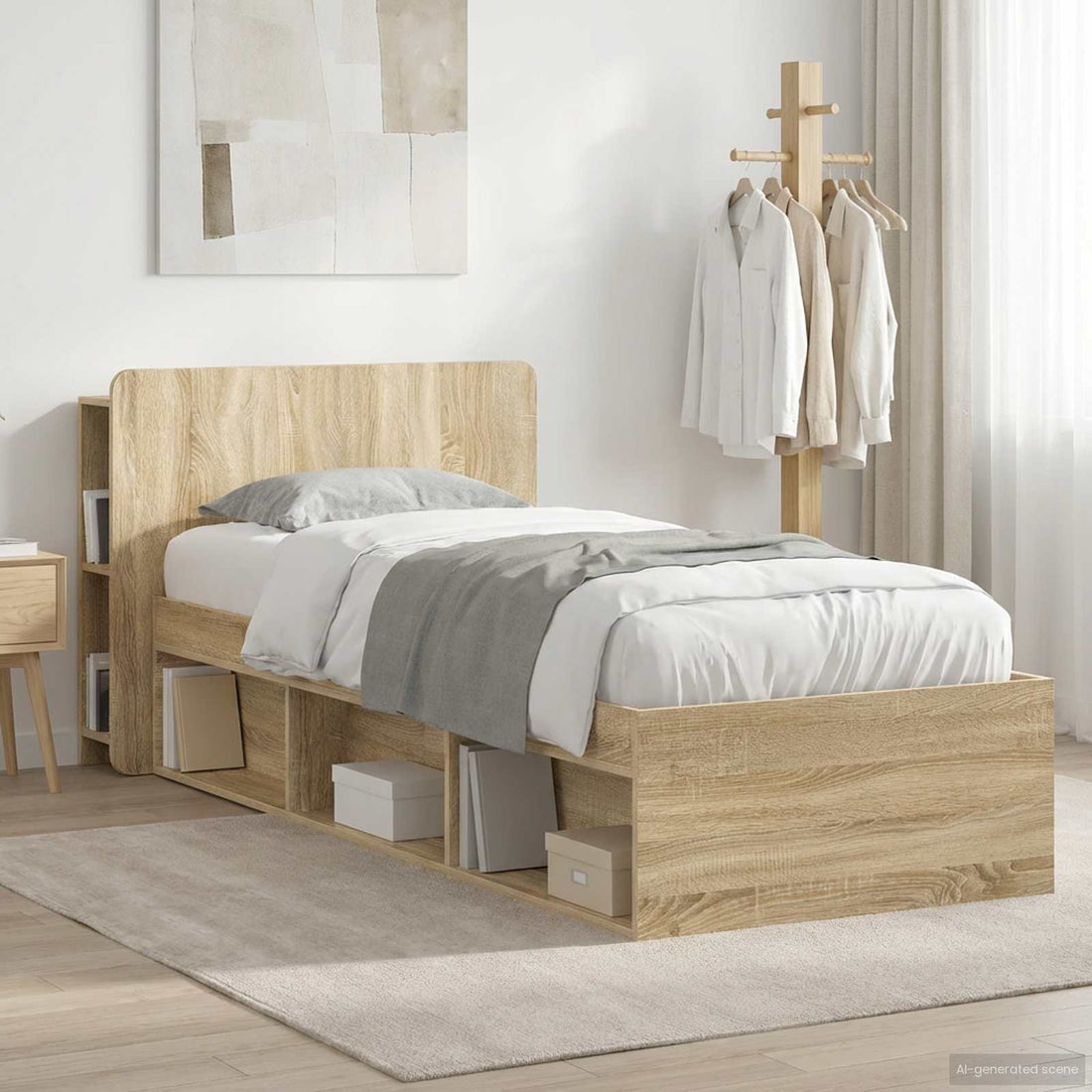 vidaXL Estructura de cama con almacenamiento Roble Sonoma 75 x 190 cm