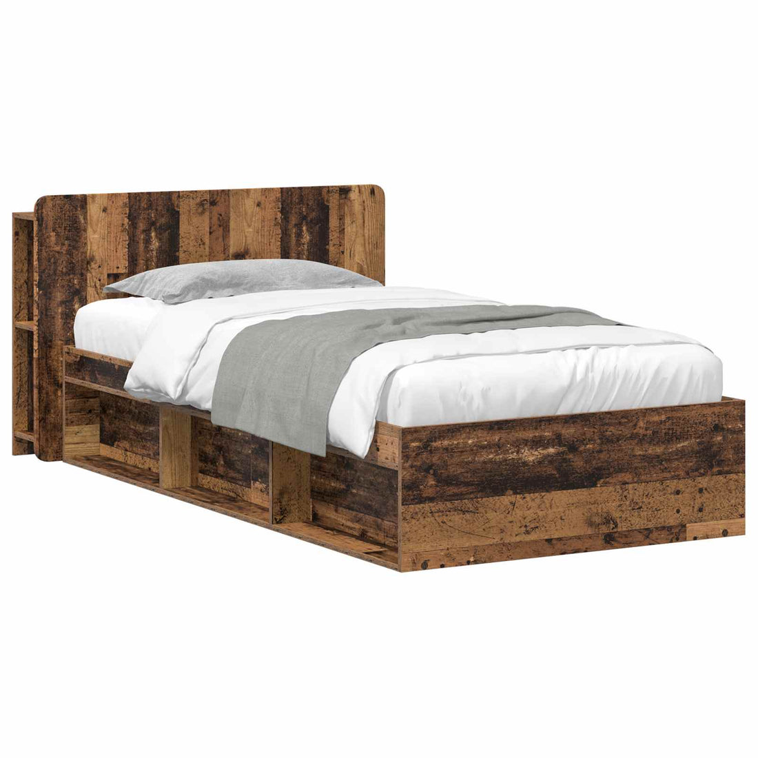 vidaXL Estructura de cama con almacenamiento Madera envejecida