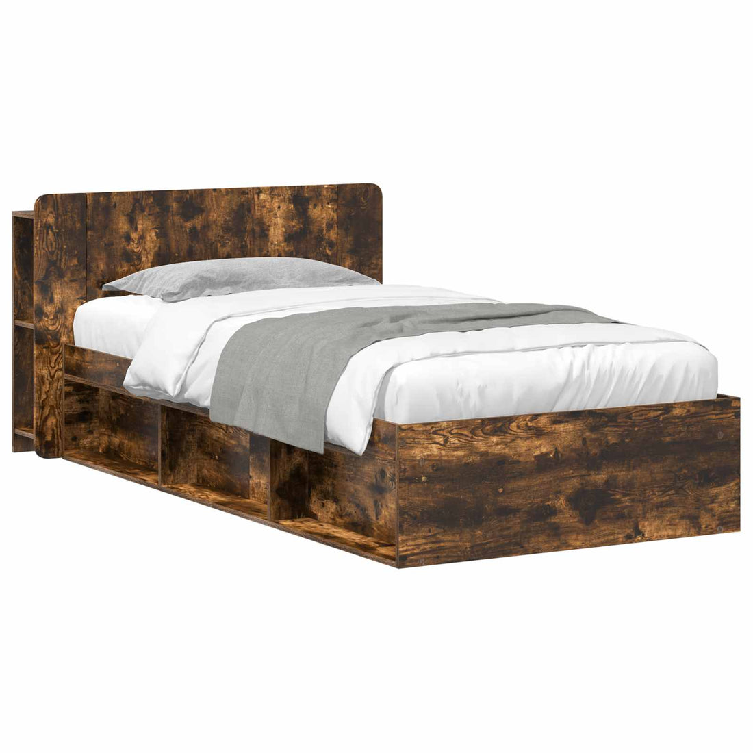 vidaXL Estructura de cama con almacenamiento Roble Ahumado 80 x 200 cm