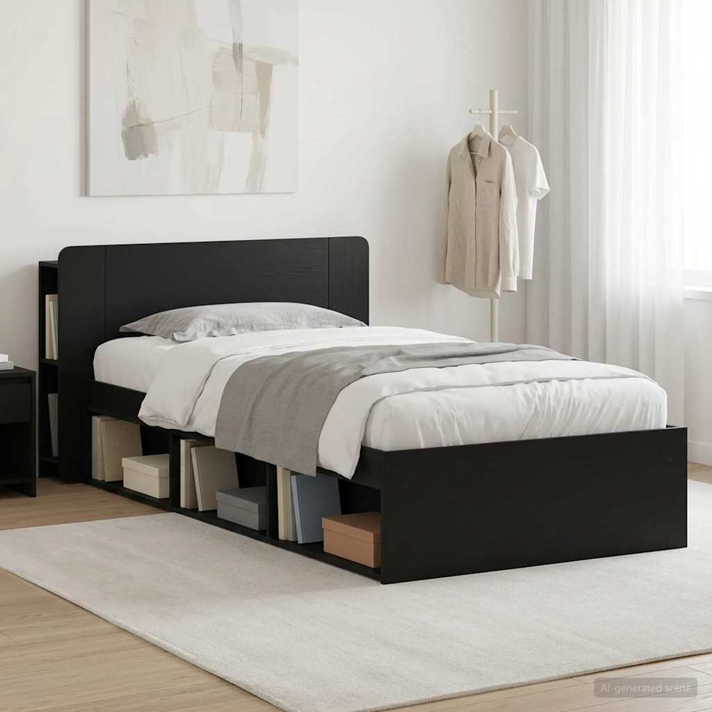 vidaXL Estructura de cama con almacenamiento Negro 90 x 190 cm