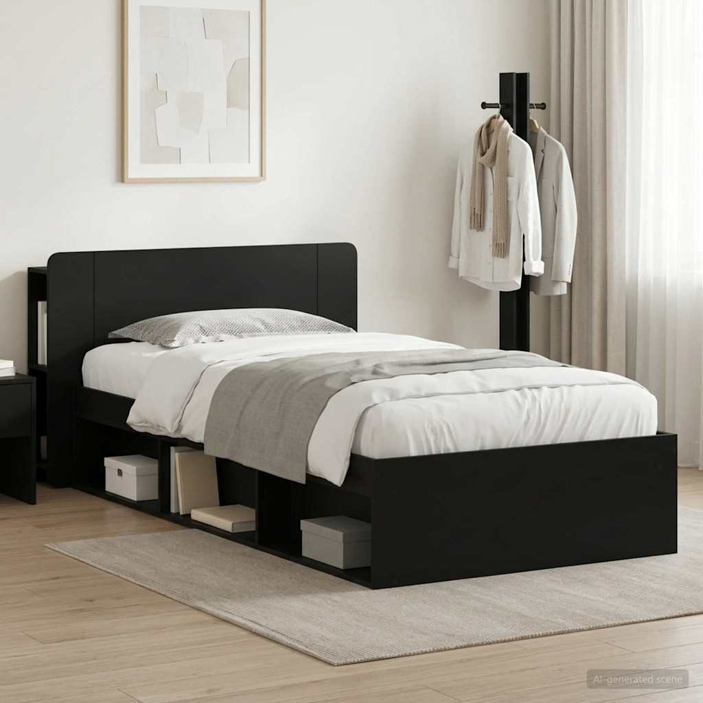 vidaXL Estructura de cama con almacenamiento Negro 100 x 200 cm