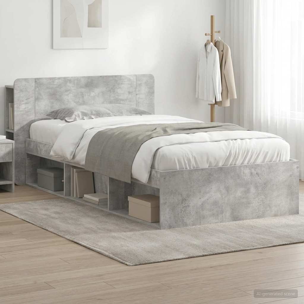 vidaXL Estructura de cama con almacenamiento Gris Hormigón