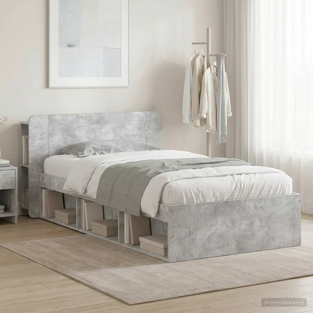 vidaXL Estructura de cama con almacenamiento Gris Hormigón 90 x 200 cm