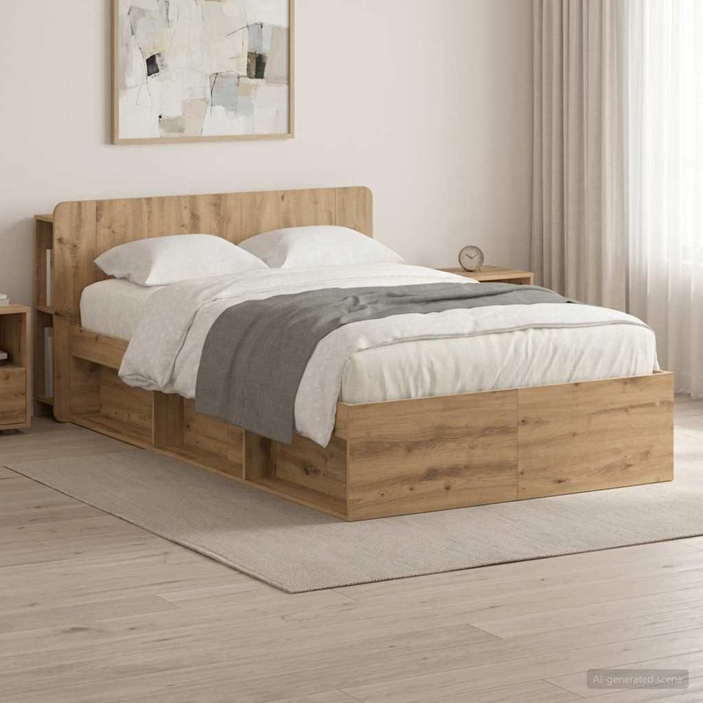 vidaXL Estructura de cama con almacenamiento Roble artisan