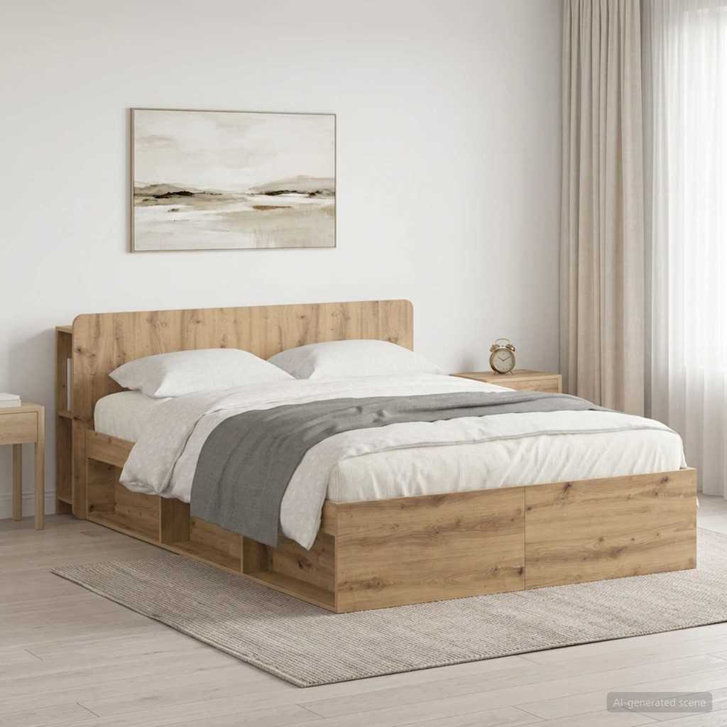 vidaXL Estructura de cama con almacenamiento Roble artisan