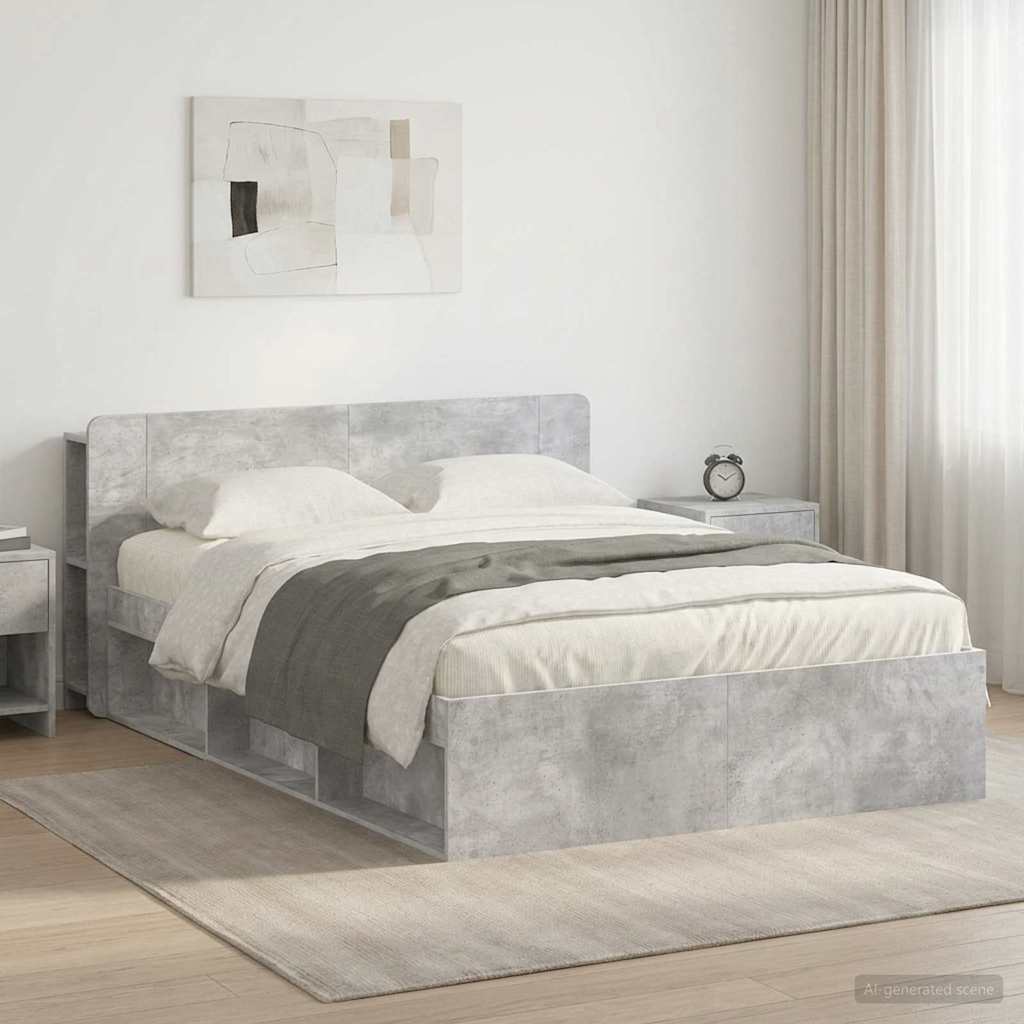 vidaXL Estructura de cama con almacenamiento Gris Hormigón