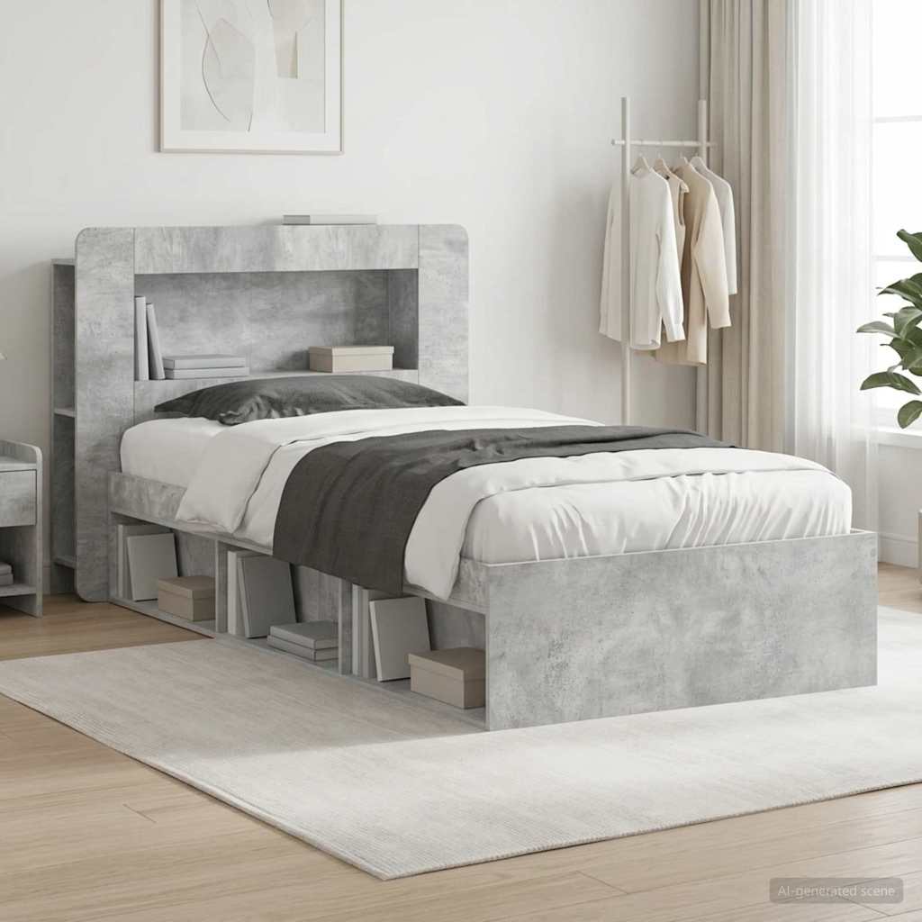 vidaXL Estructura de cama con almacenamiento Gris Hormigón 75 x 190 cm