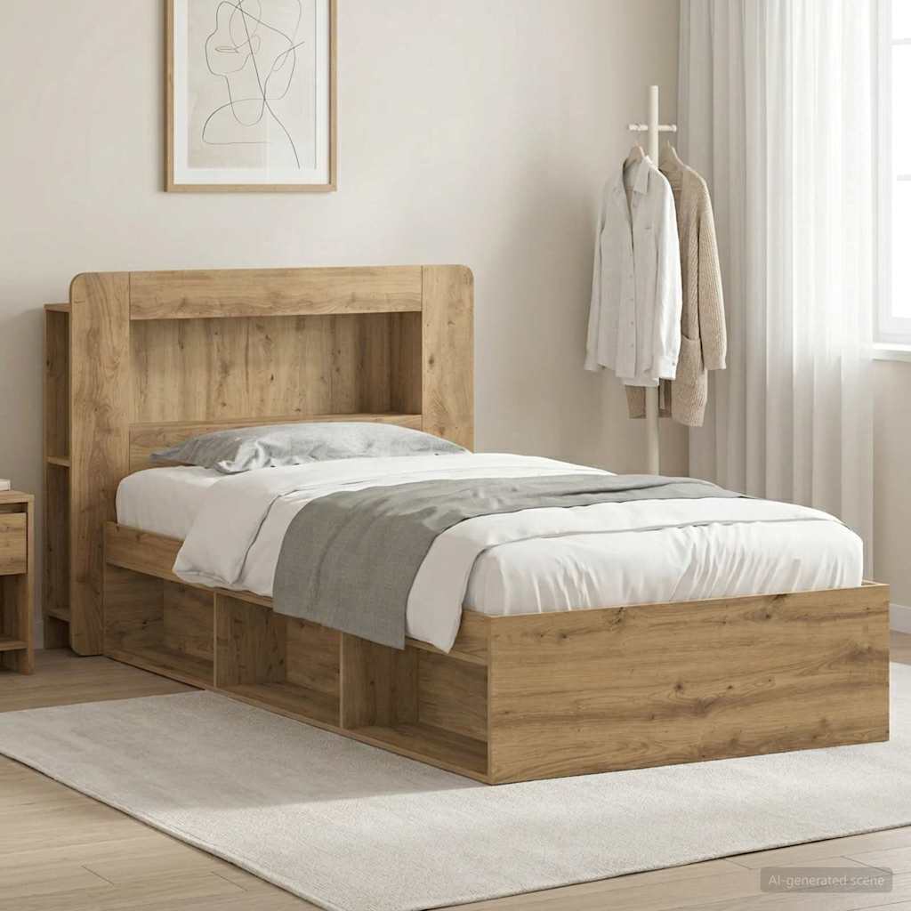 vidaXL Estructura de cama con almacenamiento Roble artisan