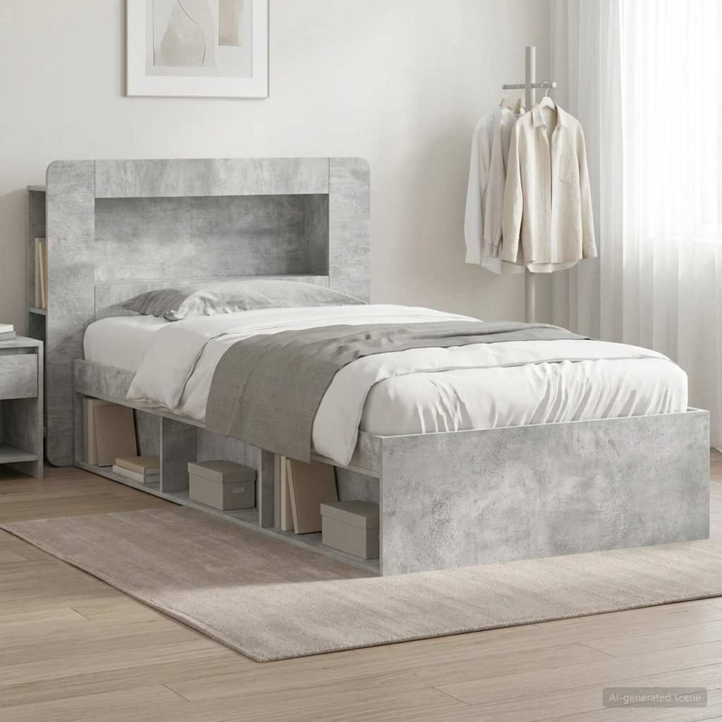vidaXL Estructura de cama con almacenamiento Gris Hormigón
