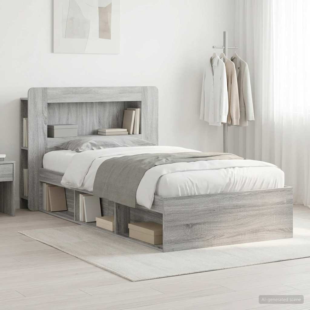 vidaXL Estructura de cama con almacenamiento Sonoma gris 100 x 200 cm