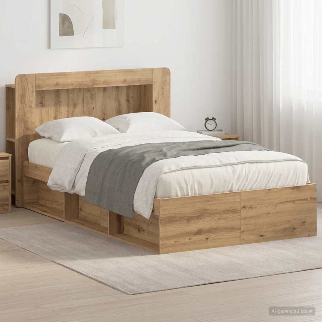 vidaXL Estructura de cama con almacenamiento Roble artisan