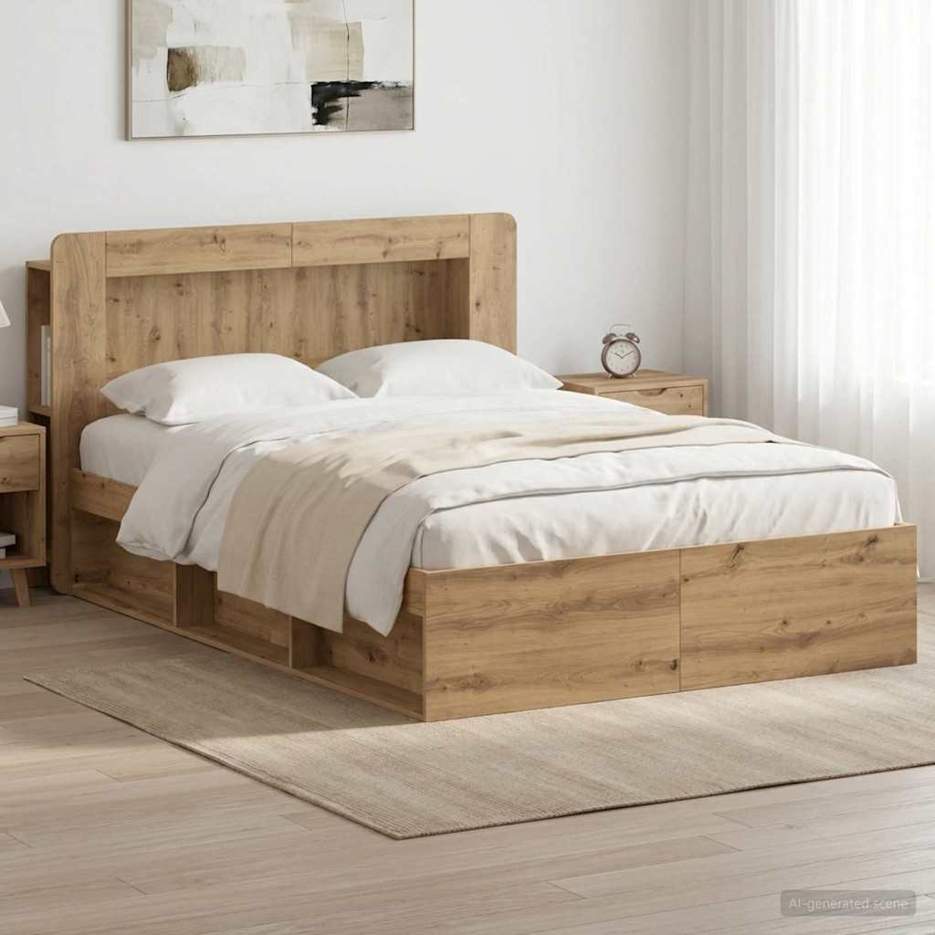 vidaXL Estructura de cama con almacenamiento Roble artisan